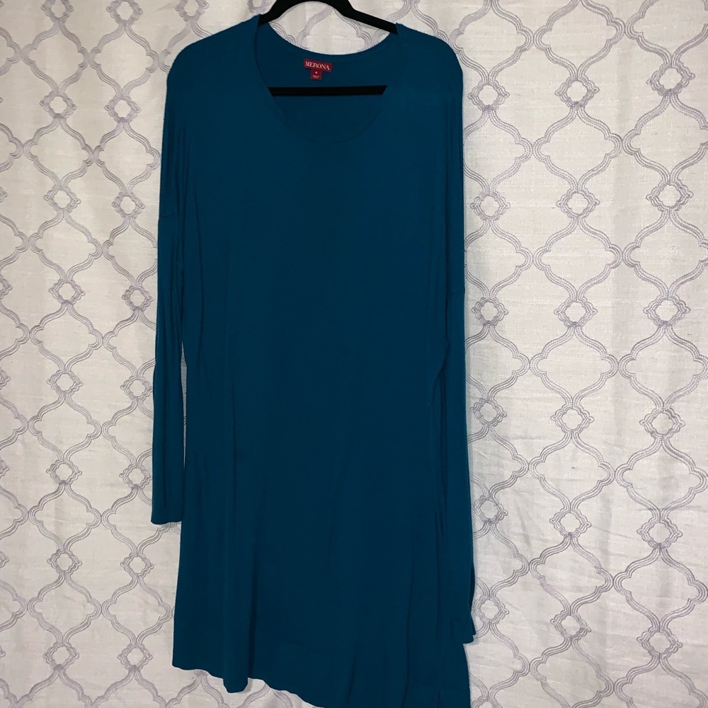 Long Sleeve Teal Scoop Neck Sweater
